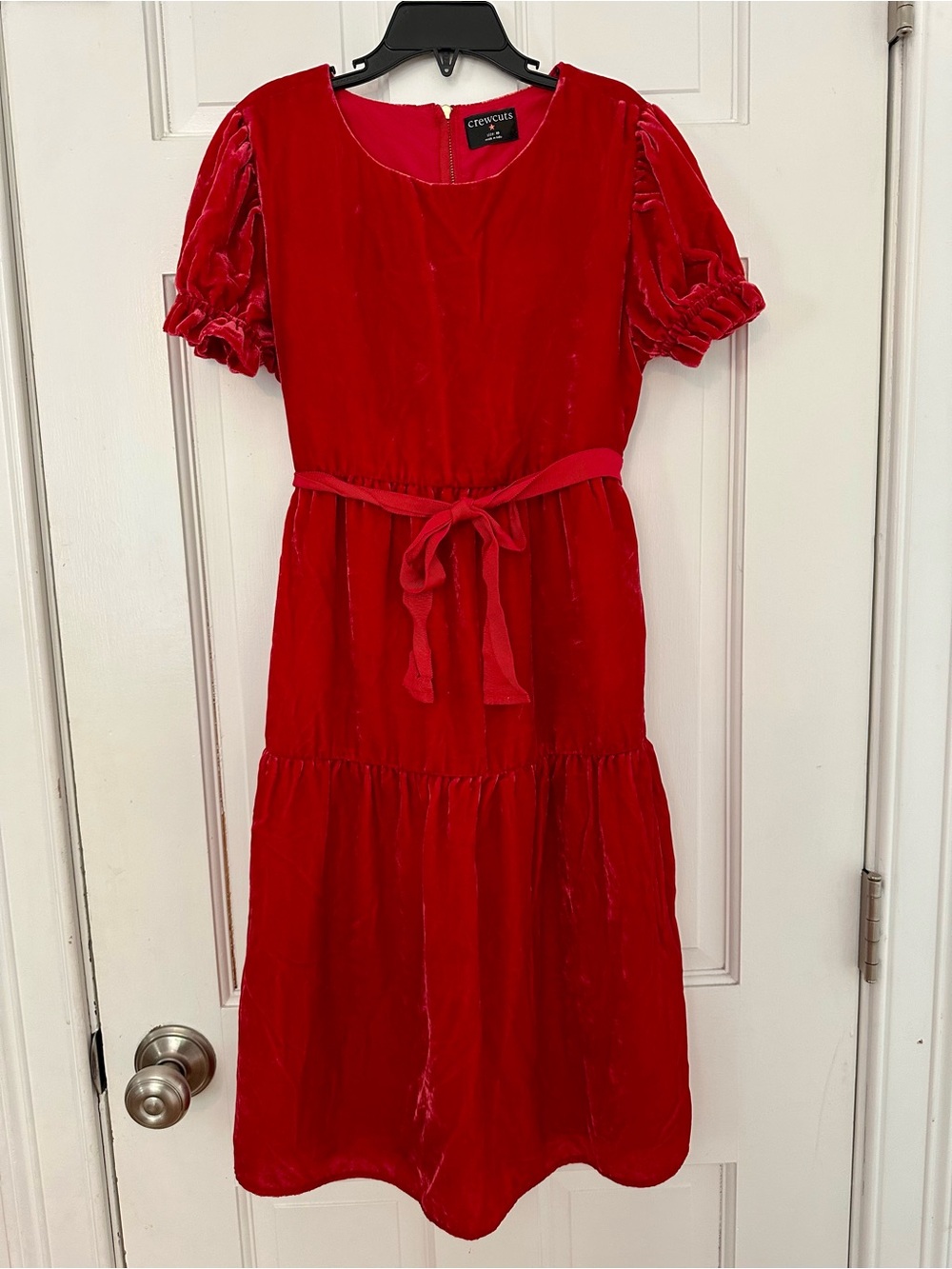 Crewcuts Red Velvet Party Holiday Christmas Tiered Dress w Puff Sleeve Sz 10